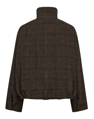 Co´Couture - OlvaCC Check Balloon Jakke - Dark Brown